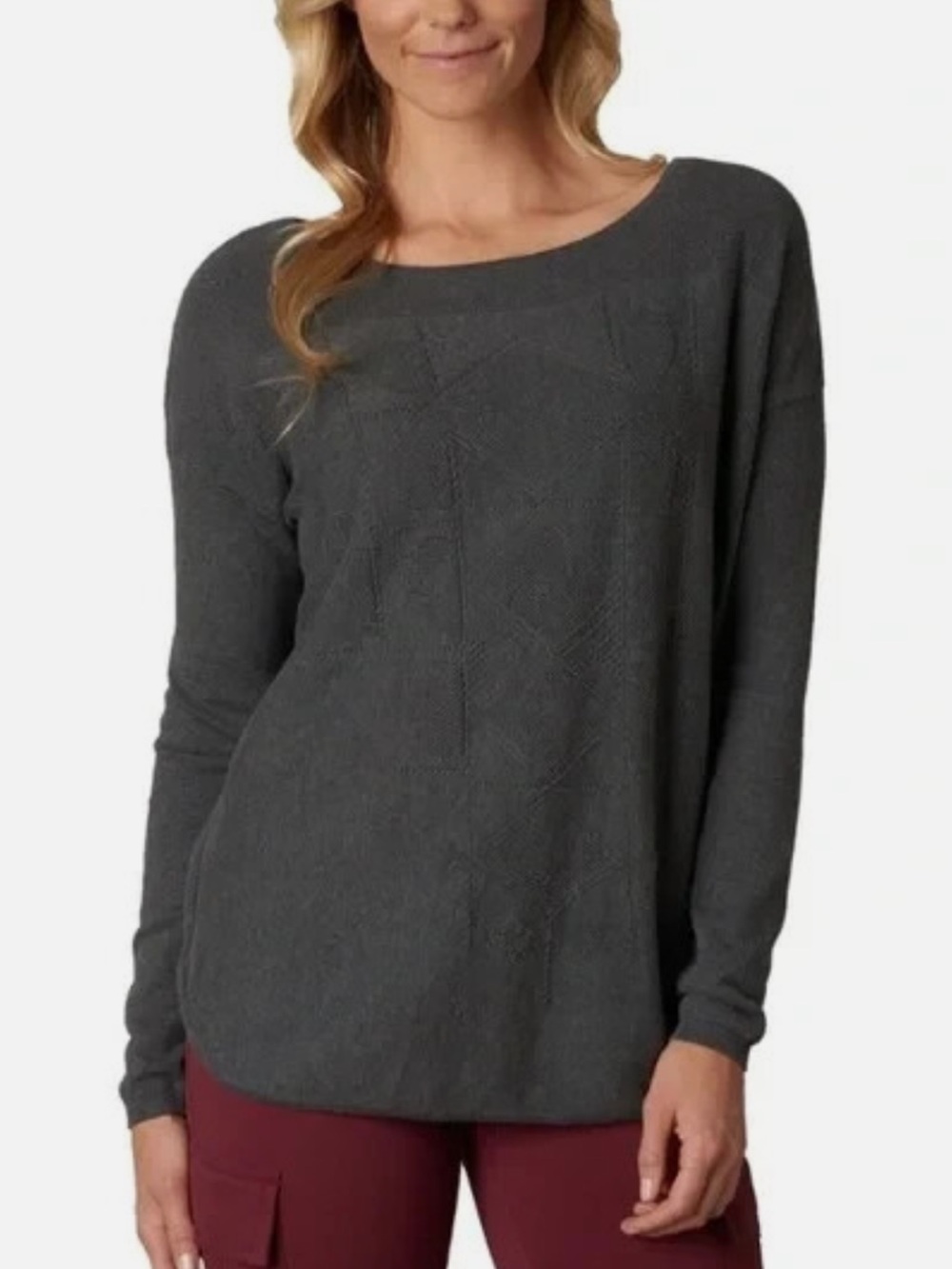 Prana Stacia Organic Cotton Crewneck Sweater Geometric Texture Size Small
